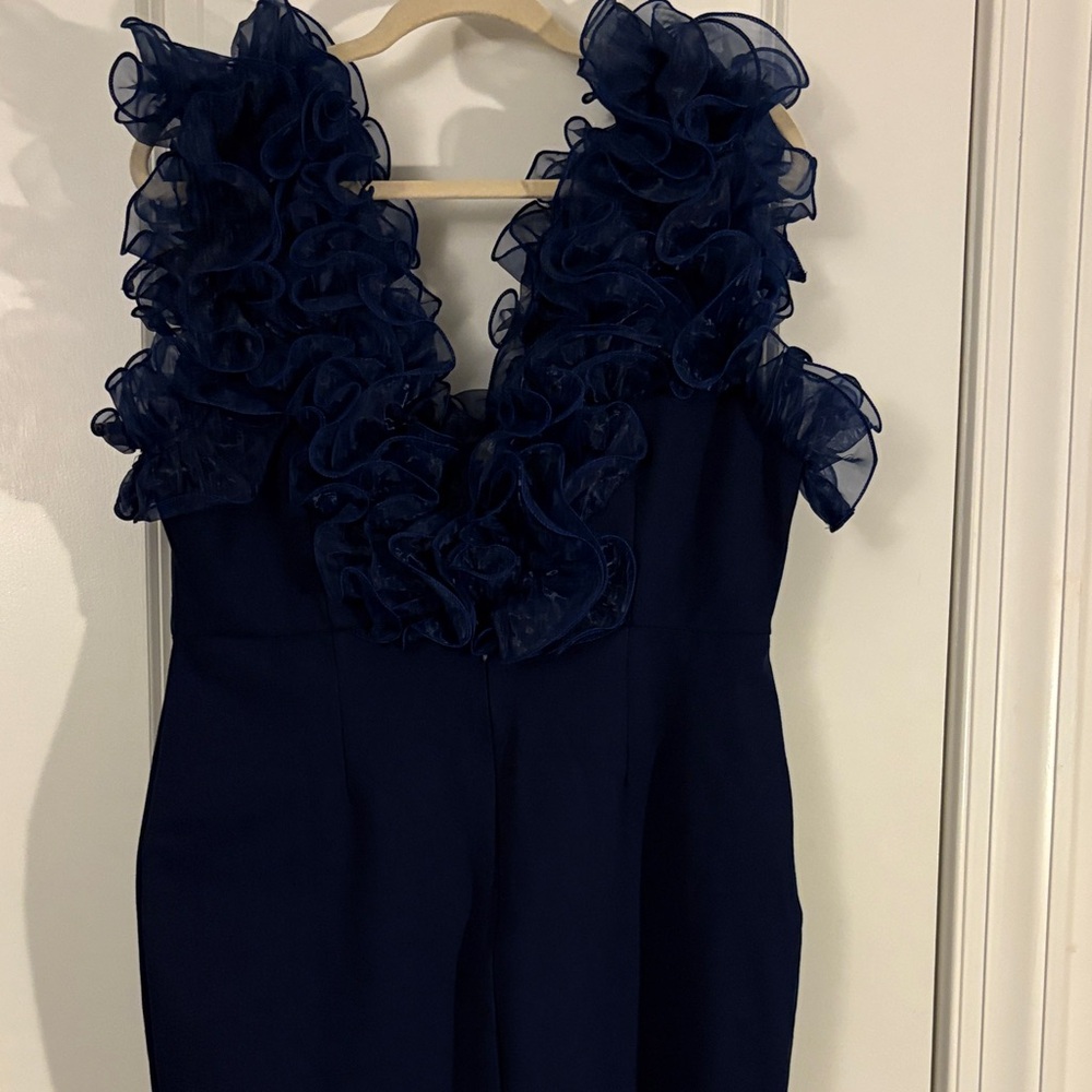 Navy Dress with Ruffle Accents - Picture 7 of 11